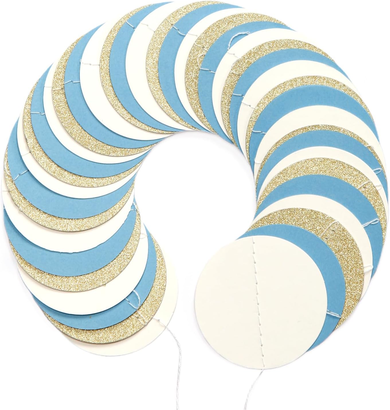 Light-Dusty Blue Beige-Gold Boho Party-Decorations - 64Ft Men Boy Birthday Paper Streamers Garland,Baby Bridal Shower Bachelorette Wedding Engagement Graduation Supplies Backdrop Decor Ouruola