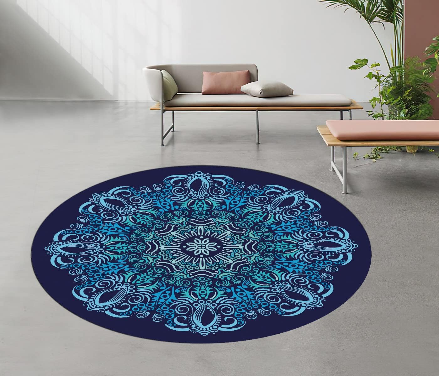 Pilates Mat Round Oversize Yoga Mat Suede Rubber Non-Slip Dia 140cm Exercise Mat Meditation Mat Workout Mat for Home Outdoor