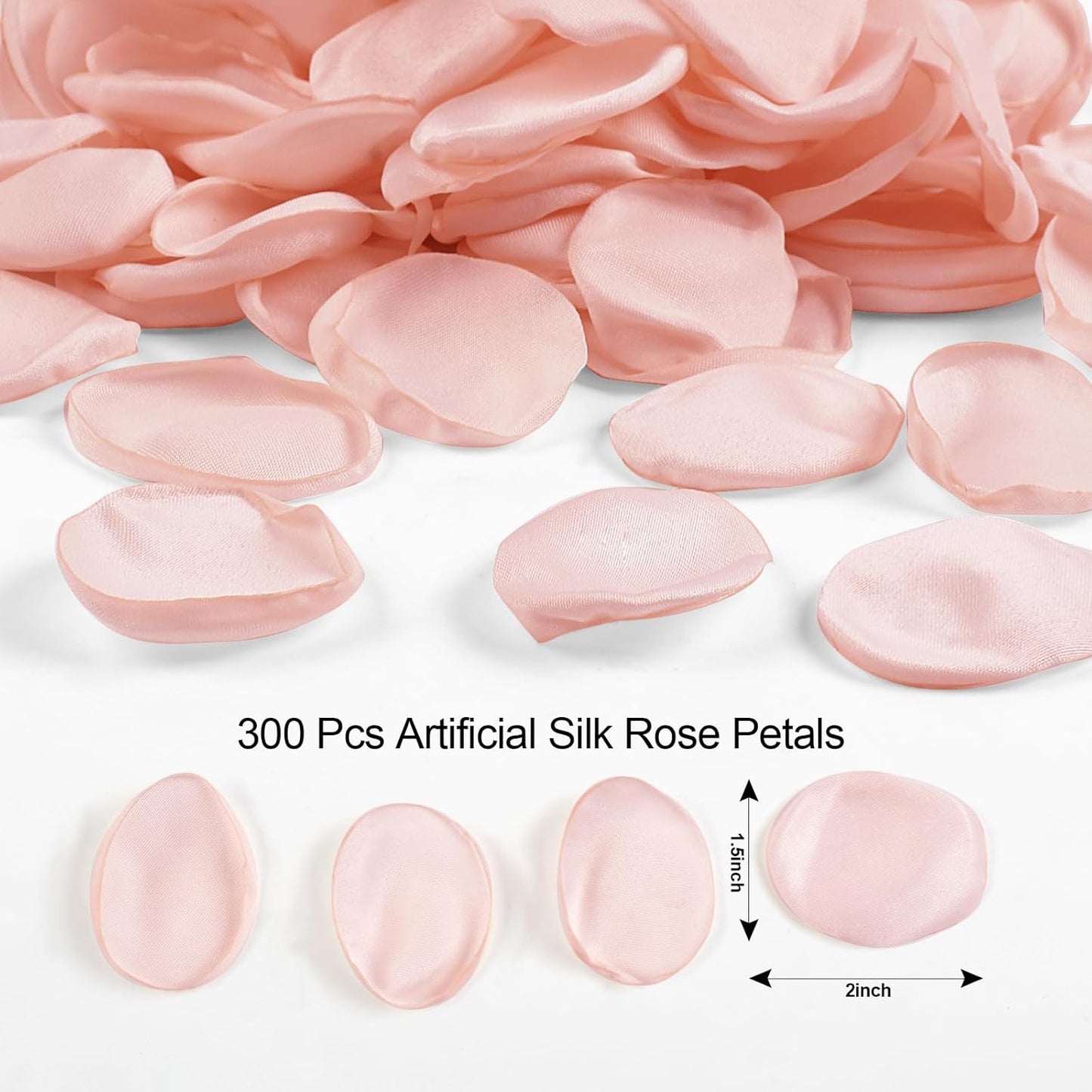 300pcs Blush Faux Silk Rose Petals for Wedding Aisle Scatter, Flower Girl Basket, Table Centerpieces, Bridal Shower, and Romantic Party Decor