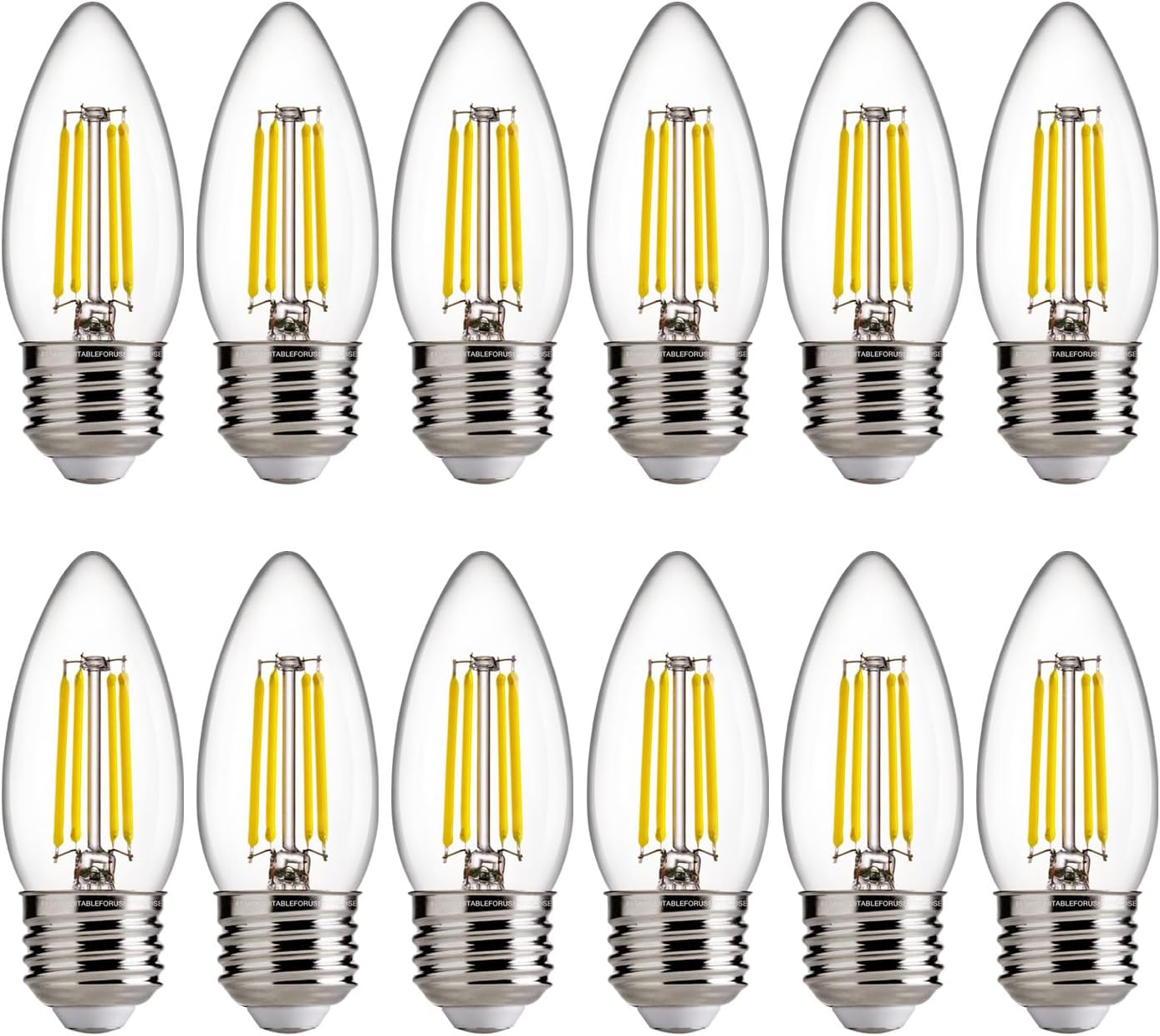 FLSNT 5000K Daylight Dimmable LED Candelabra Bulbs, 60W Equivalent, B11 E26 Base LED Chandelier Light Bulbs, 550LM, 12 Pack UL,CA65 List.