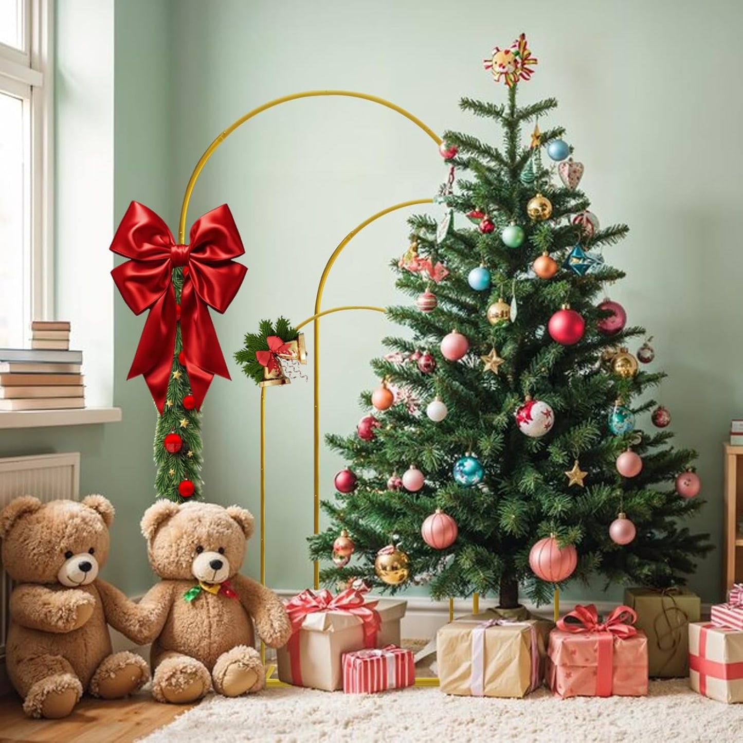 U+U Arch Backdrop Stand Set of 3, Gold Arch Stand for Wedding Birthday Party Bridal Baby Shower Balloon Arch Decoration (7.2FT, 6.6FT, 6FT)