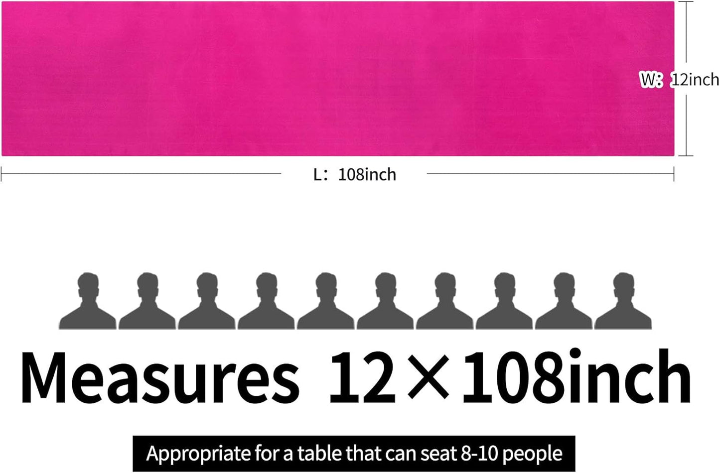 15-Pack Satin Table Runner Fuchsia 12 x 108 inches Long, Table Runners for Wedding, Birthday Parties, Banquets Decorations（15 Pack, 12x108 Inch, Fuchsia）