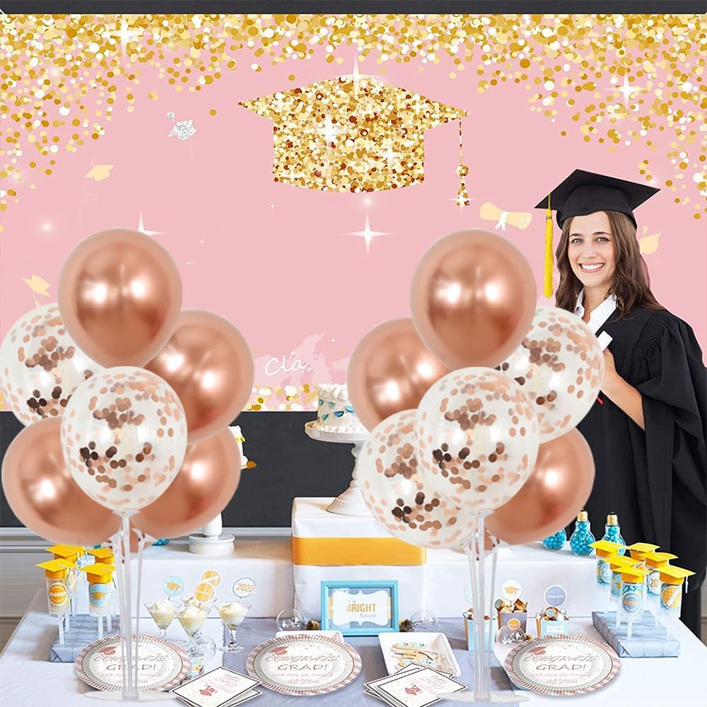 TONIFUL Rose Gold Balloon Stand Centerpiece Table Decorations,Balloons Stand Kit for Bridal Shower,Wedding,Engagement,Baby Shower,Graduation,Anniversary,Mother's Day,Birthday Decorations(4 Set)