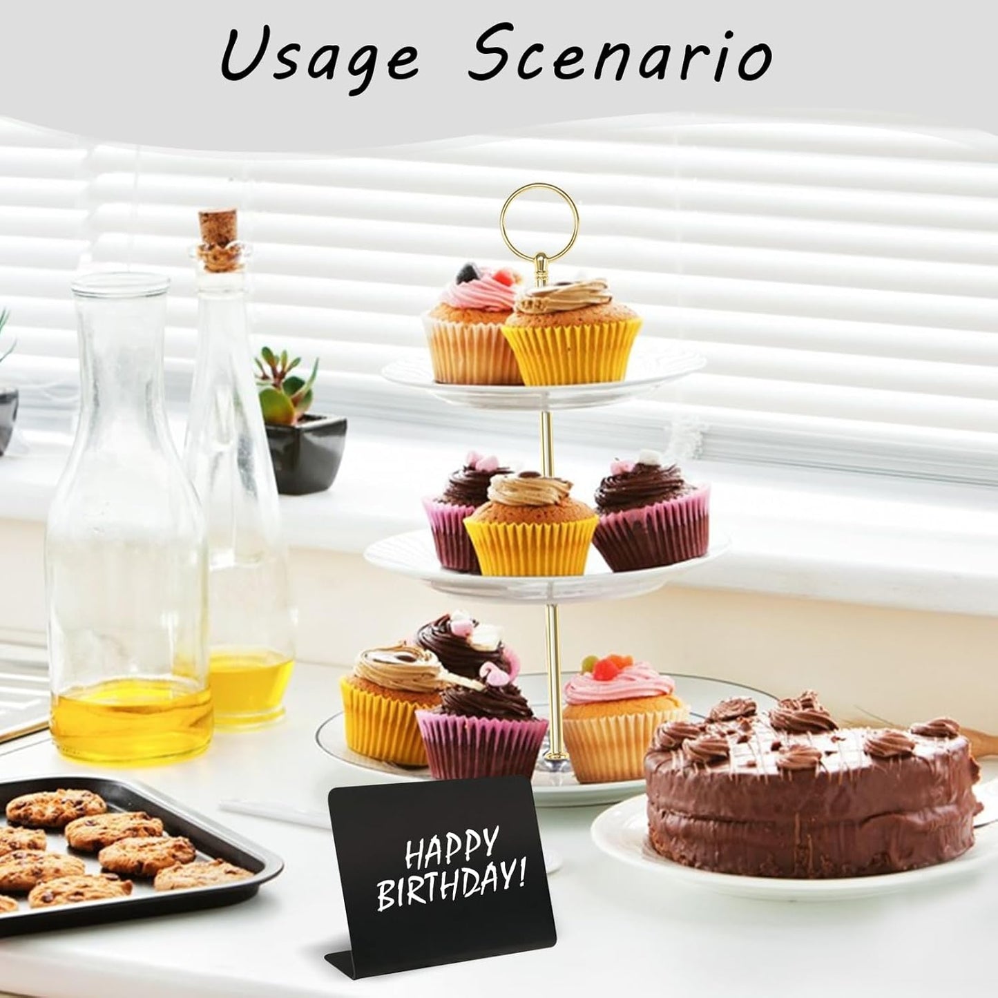 50 Pcs Mini Chalkboard Signs, 4"x3" Food Labels for Weddings Birthday Parties Message Board Signs Buffet Bakery and Retail