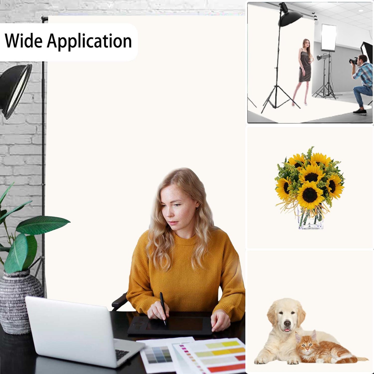 Ivory Photography Backdrop for Photoshoot, Photo Backdrop Curtain, Perfect Ivory Backdrops for Party Portrait Photoshoots Video Studio 10FTx20FT