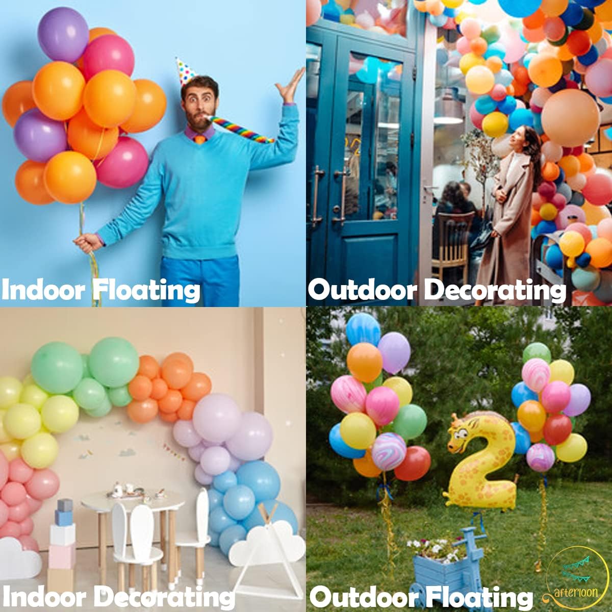 AFTERLOON® Biodegradable Balloons 50 pcs Pearlized Turquoise Blue (Tiffany) 10 Inch, Pearlescent Thickened Extra Strong Latex Helium Float, for Baby Gender Reveal Wedding Birthday Party Decorations