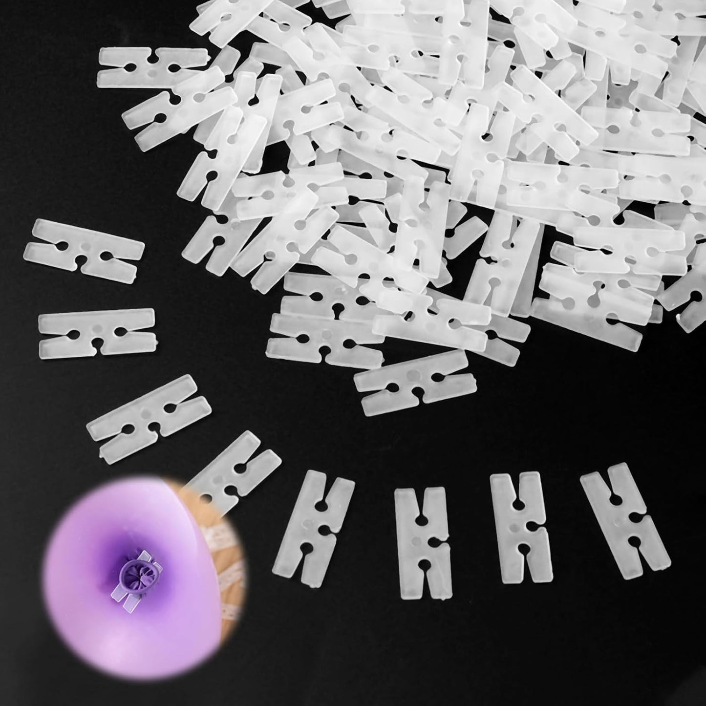 100pcs H-Shape Balloon Clips - Plastic Balloon Sealing Ties for Wedding, Party & Holiday Decorations - Balloons Tying Tool for Christmas, Wedding, Birthday, Baby Shower, Events(Clear)