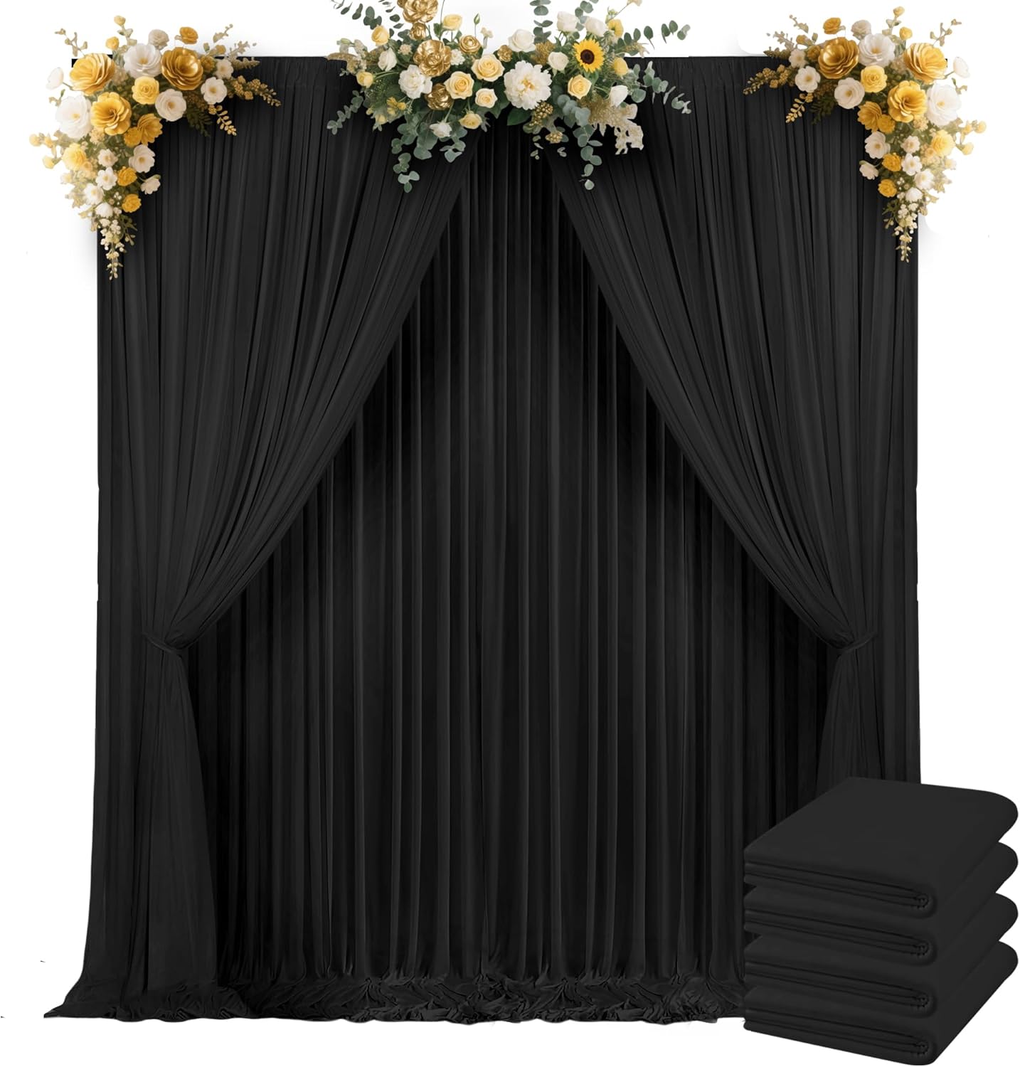 20x10ft Backdrop Curtains for Parties, 4 Panels 5x10ft Photography Backdrop Curtain with Rod Pocket,Backdrop Polyester Background Drapes,Wedding Backdrop Drapes for Birthday Baby Shower Home Decor
