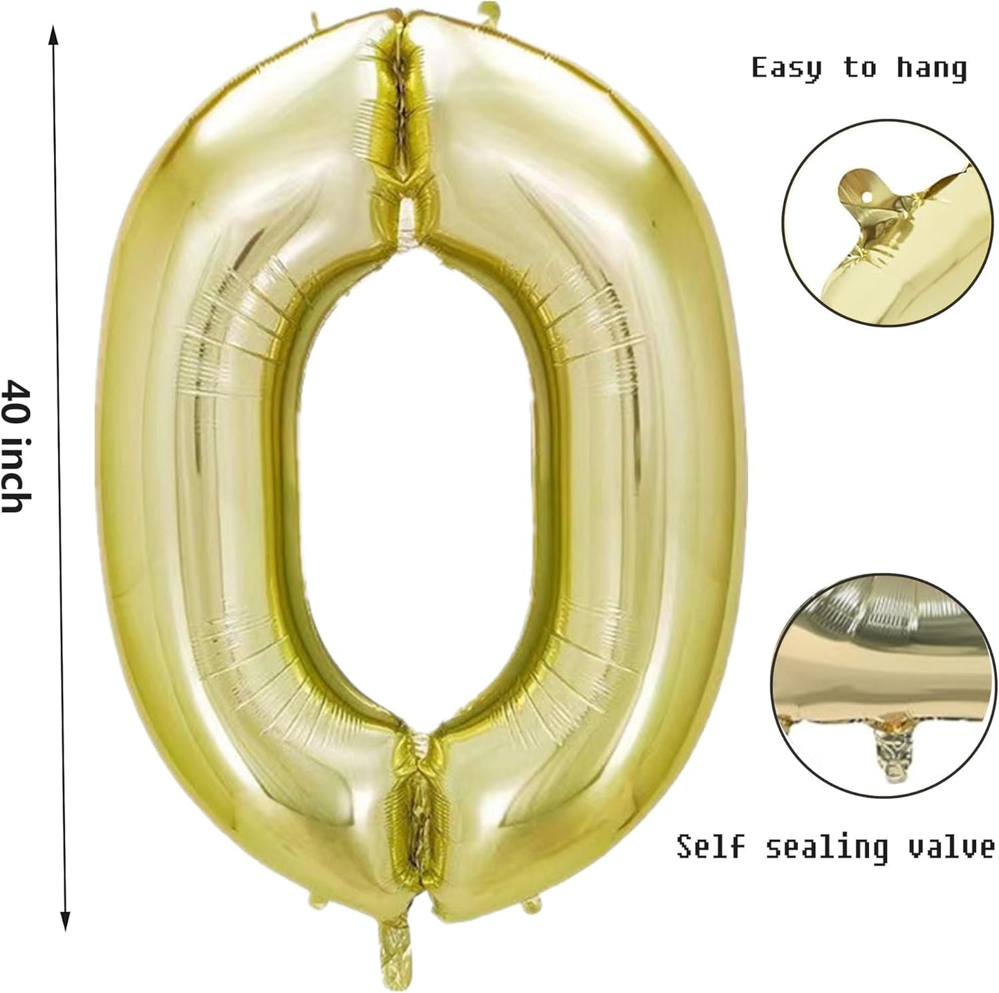40 Inch Numbers 0 Light Gold Large Balloon Digital 0 for Birthday Party, 0-9 Birthday Party Decorations,Foil Mylar Big Number 0 Wedding Graduations Photo Shoot Decorations(Number 0)