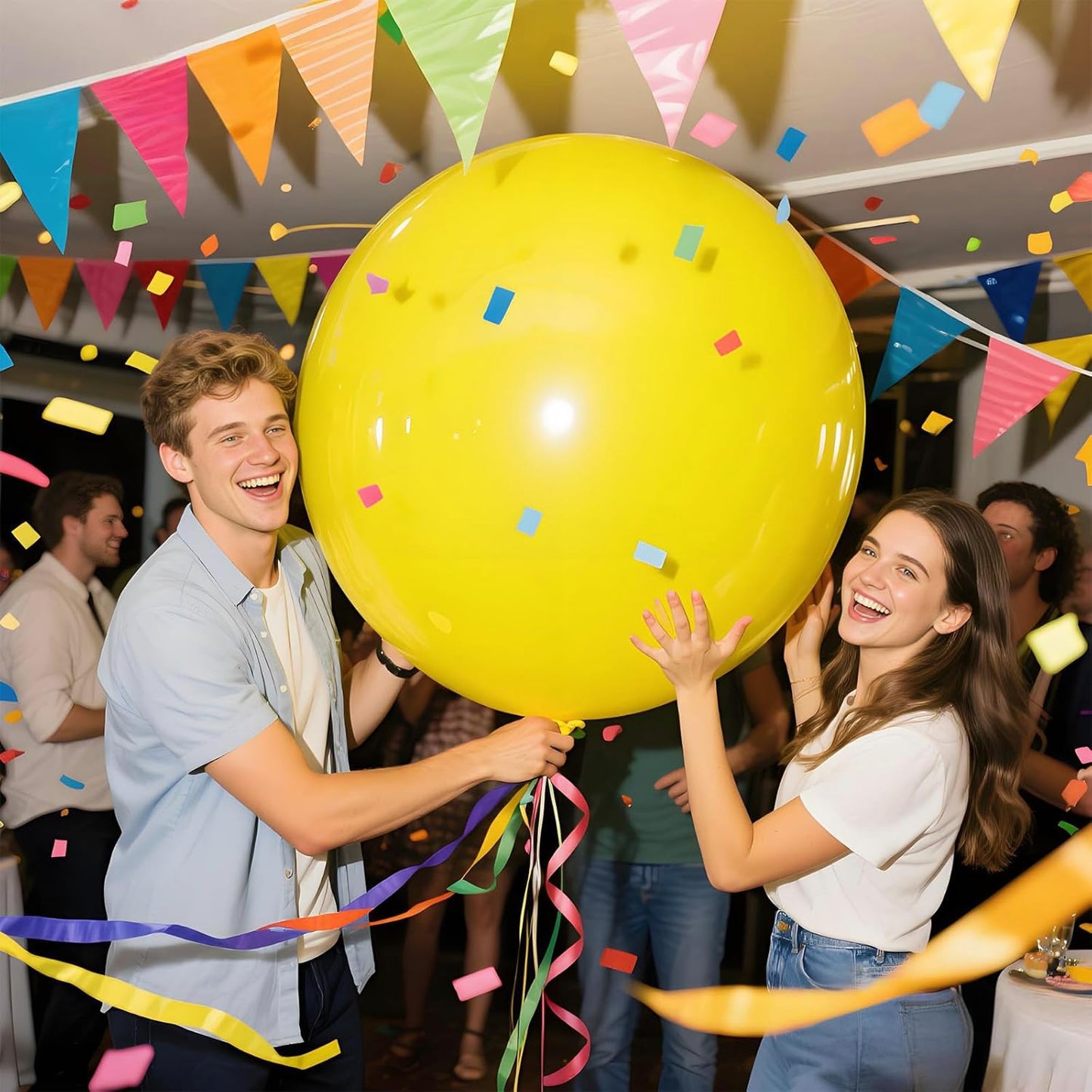 KAWKALSH Yellow Giant Balloons 36 Inch, 9pcs Jumbo Large Round Latex Balloons for Baby Shower Birthday Sunflower Theme Party Decorations