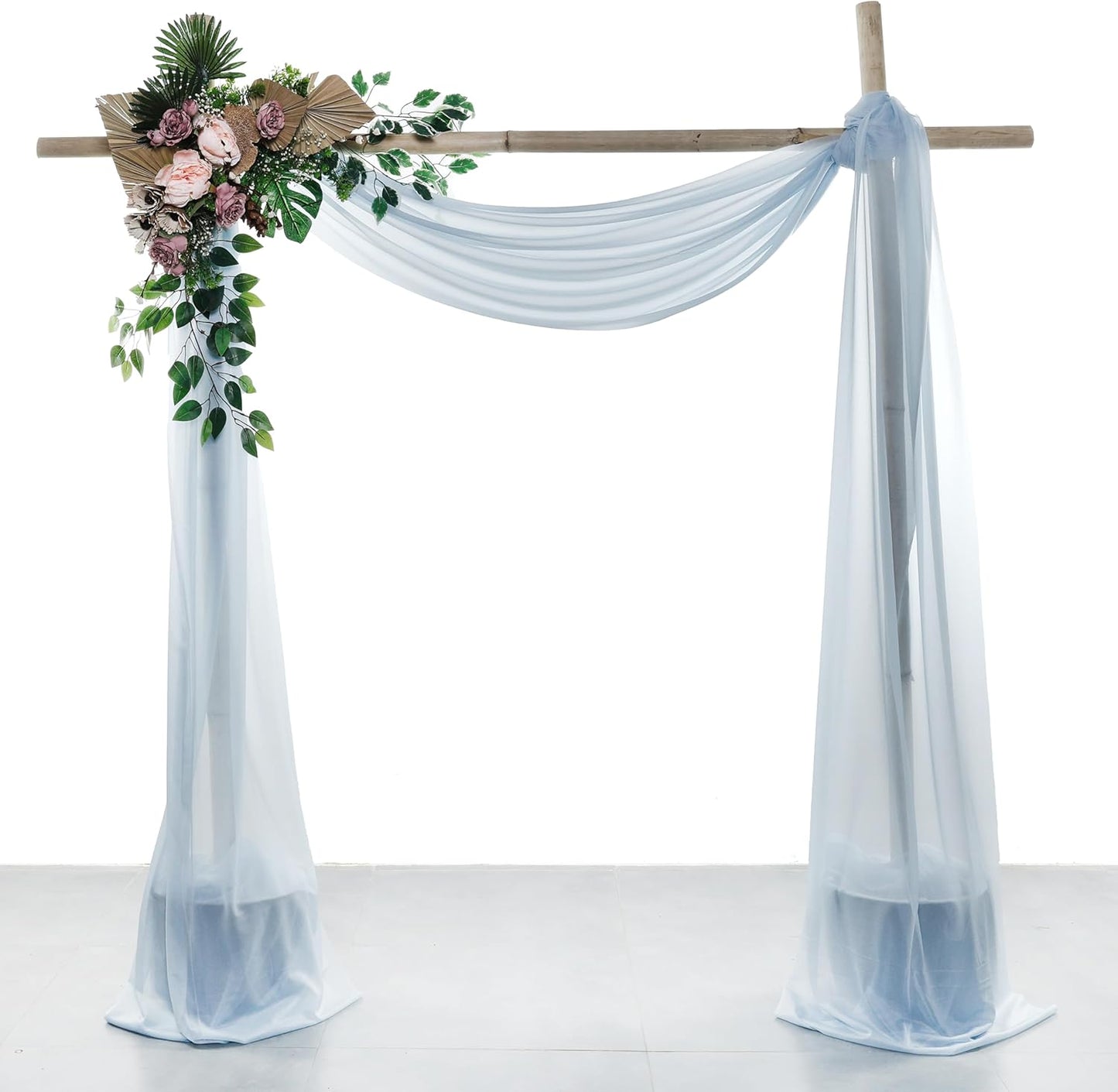 VDS Pack of 1 Panel (30 Inch X 30 Feet) Wedding Arch Draping Fabric Sheer Chiffon Fabric Drapery for Wedding Ceremony Reception Swag Backdrop Canopy Chuppah ARBO Altars Decoration (Baby Blue)