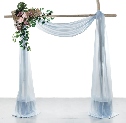 VDS Pack of 2 Panel (30 Inch X 100 Feet) Wedding Arch Draping Fabric Sheer Chiffon Fabric Drapery for Wedding Ceremony Reception Swag Backdrop Canopy Chuppah ARBO Altars Decoration (Baby Blue)