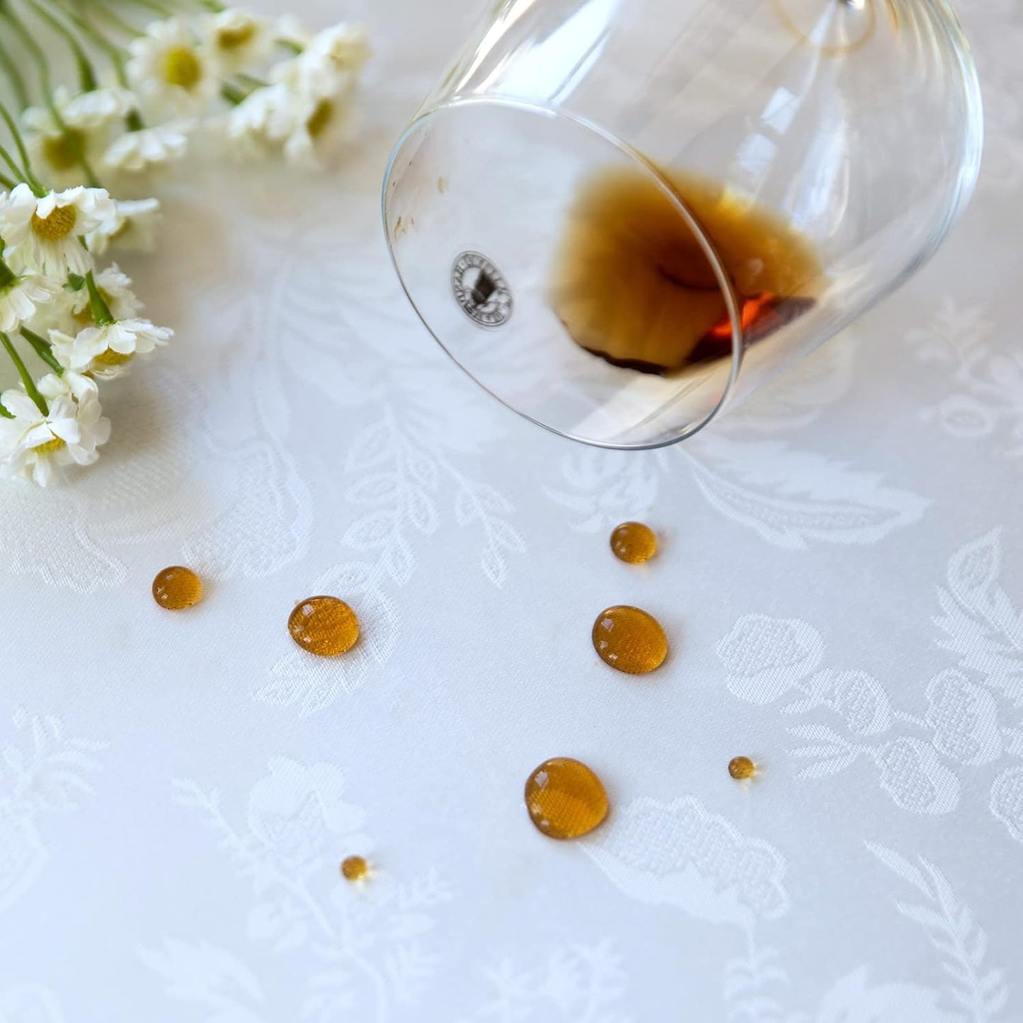 White lace Premium Rectangle Farmhouse Tablecloth Waterproof OilProof SpillProof AntiShrink Soft Wrinkle Resistant Decorative Fabric Table Cover Kitchen Dinning Party Wedding Banquet