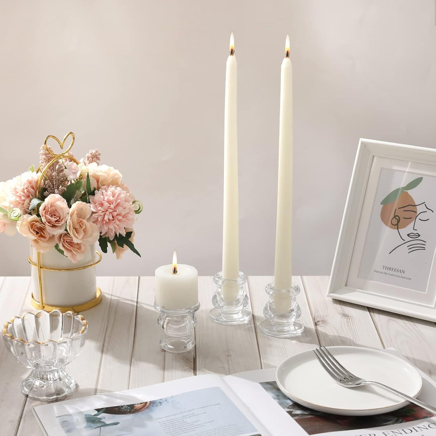 IYOUYA Clear Glass Candlestick Holders 24PCS, 2.1" H Taper Candle Holders Bulk for Pillar Candles, Taper Candles, Glass Candle Holders for Wedding, Party&Festival