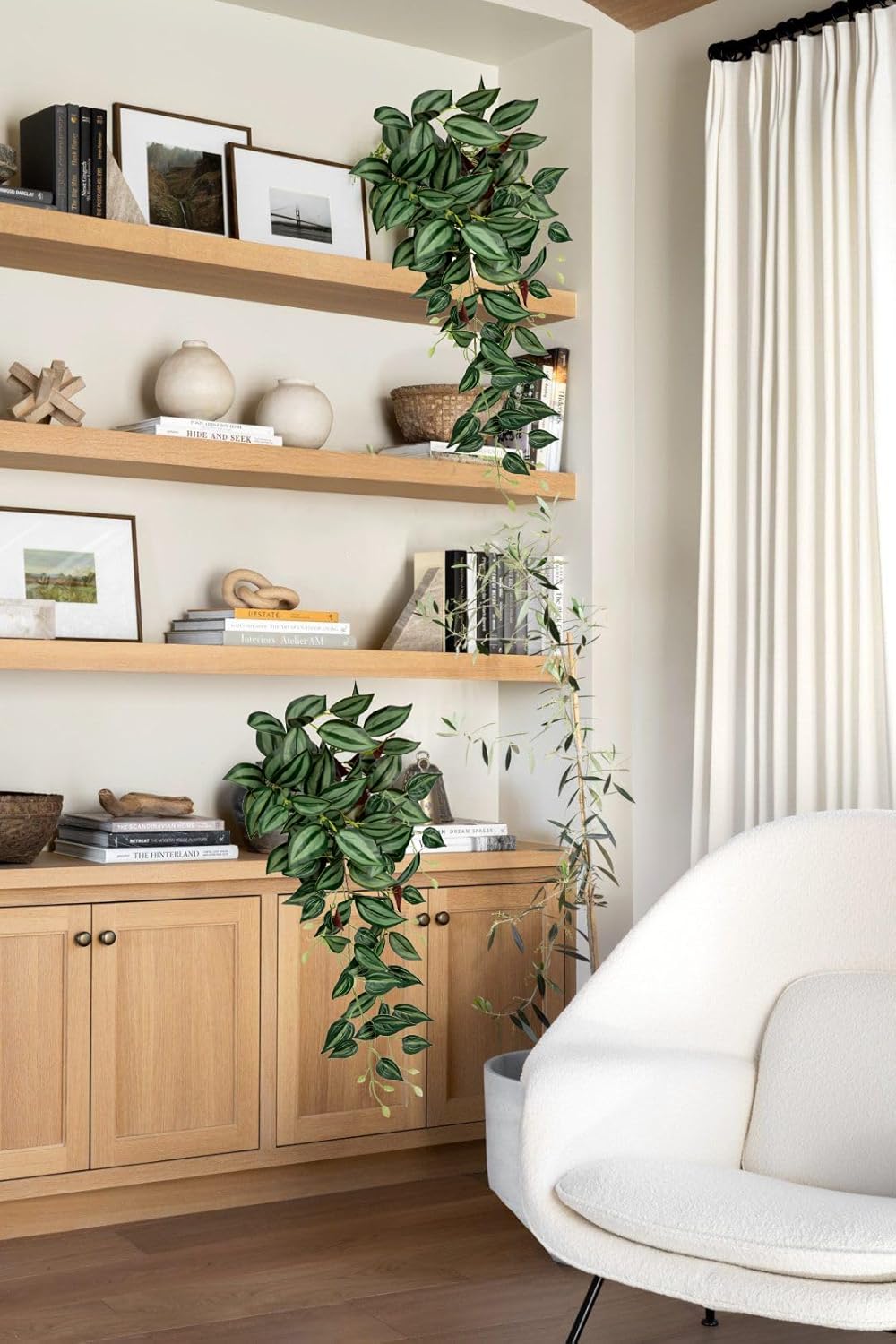 DILATATA Fake Hanging Plants Artificial Hanging Plants 26" Faux Wandering Jew Hanging Leaves Plants for Wall Shelf Home Indoor Outdoor Decor - 2 Pack