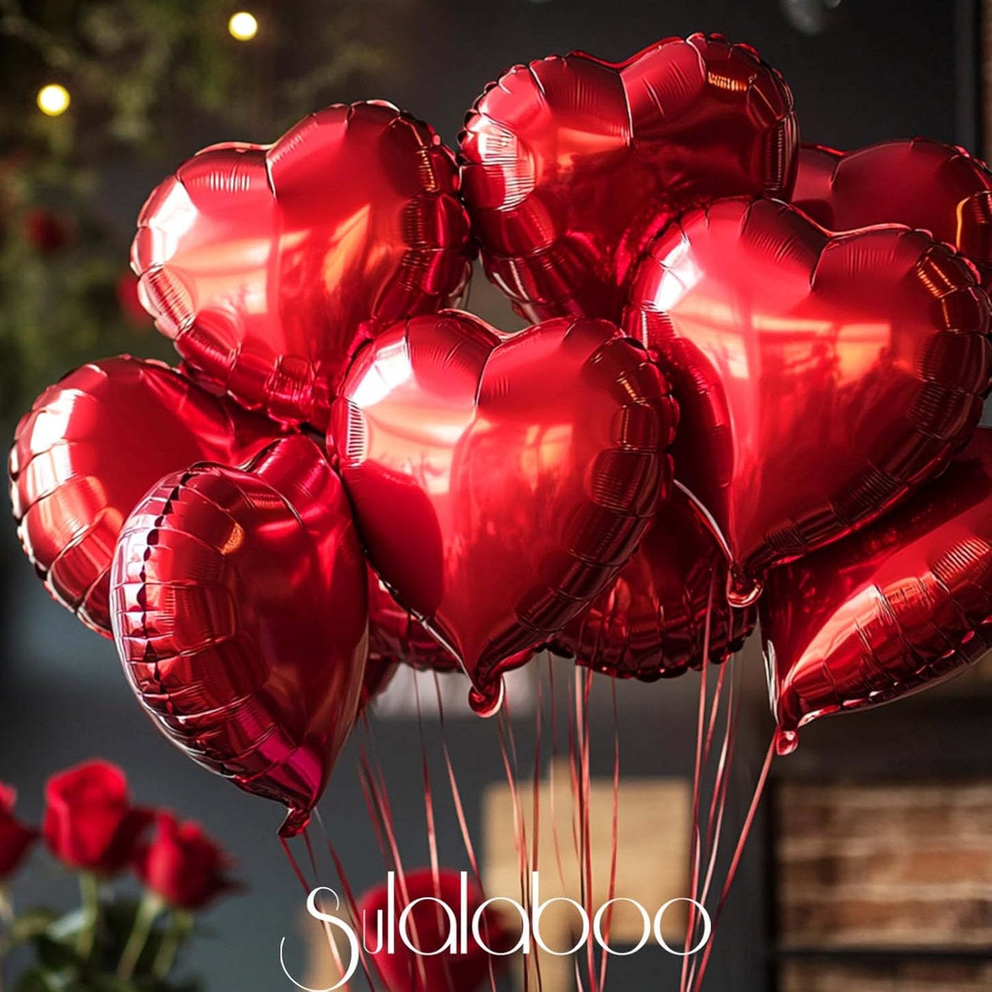 15Pcs Red Heart Balloons Helium 18 Inch Heart Shaped Foil Balloons for Valentines Day Mother's Day Engagement Anniversary Birthday Bridal Wedding Party Decorations