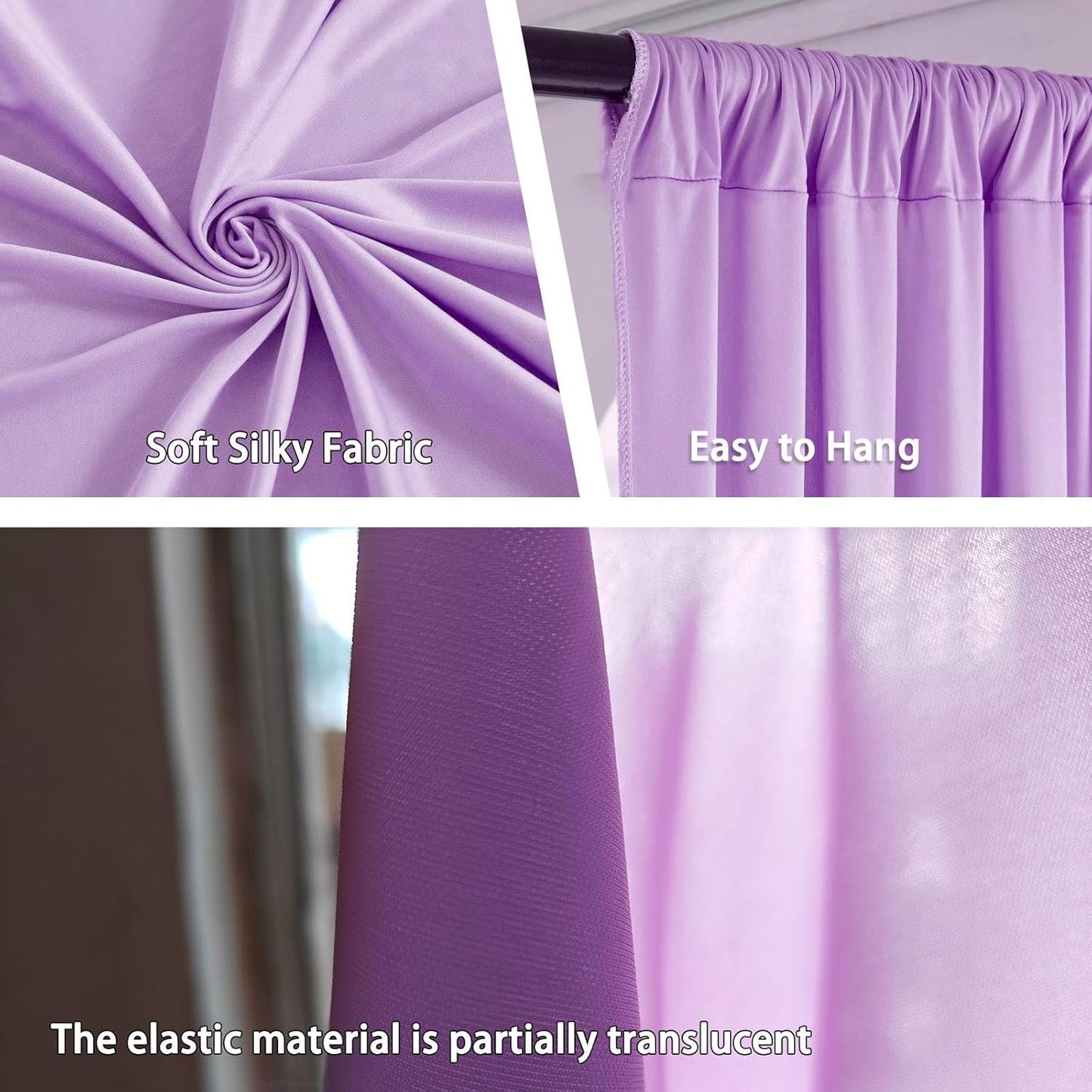 10 x 10 Feet Light Purple Backdrop Curtain for Partie, Background Curtains for Photoshoot, Birthday, Wedding, Halloween, Thanksgiving, Christmas Day, New Year Party Decorations 5Ft x 10Ft, 2 Panels