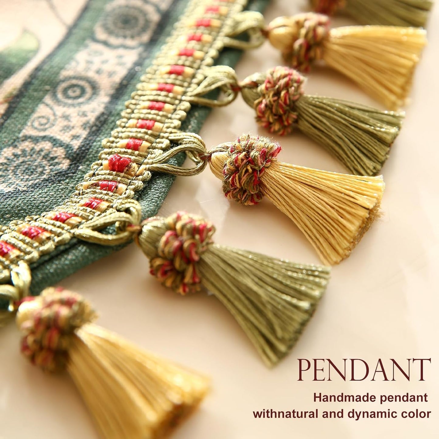 patdrea Designer Vintage Fresh Farmhouse Linen Table Runner 87 Inch Long, Green and Orange Pattern Table Mat, Decor for Kitchen Dining Table Coffee Table Shelf Cabinet Banquet Christmas ,12"*87"