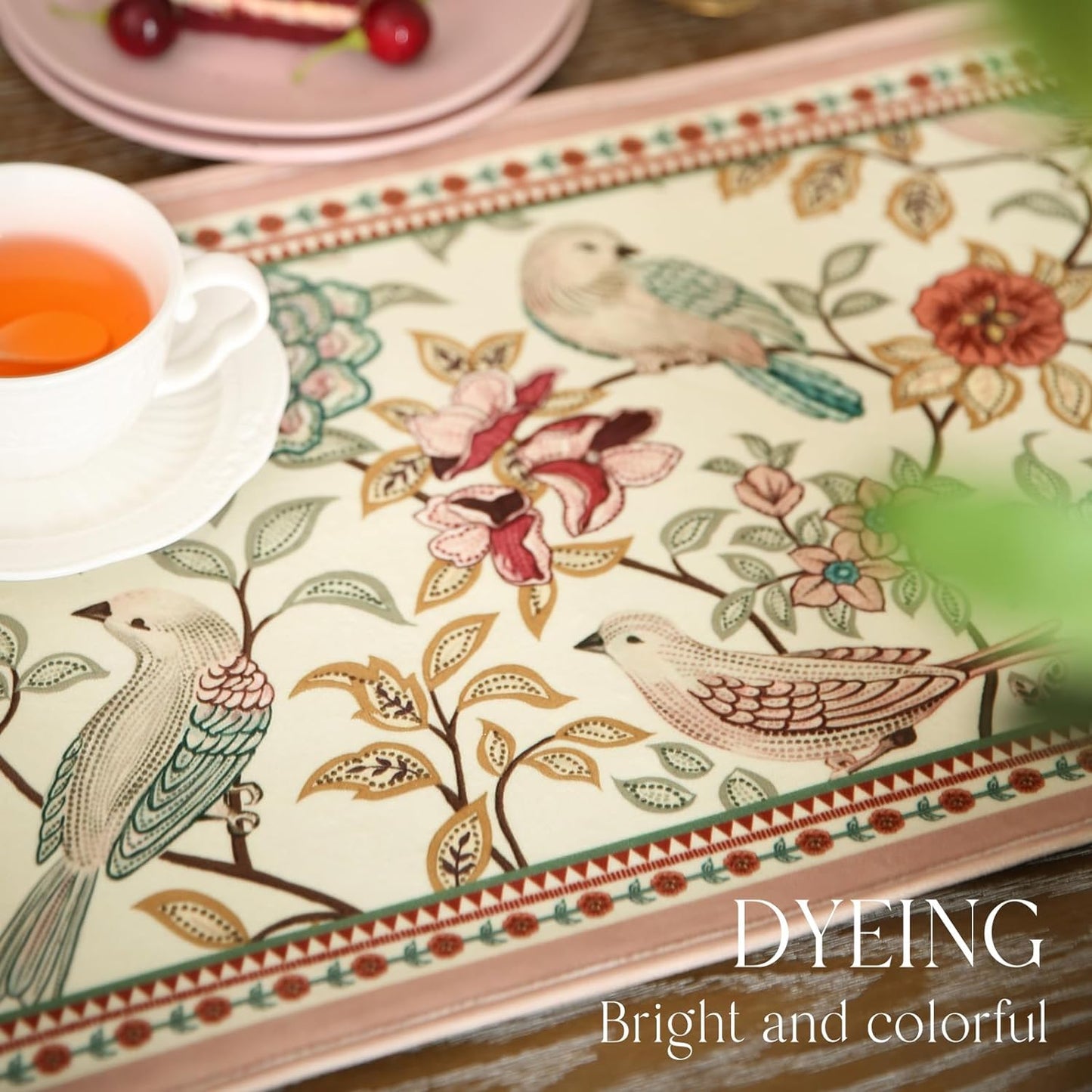 patdrea Velvet French Table Runner Farmhouse for Home Kitchen Dining Decor Parties Family Dinners Wedding 12"*71"