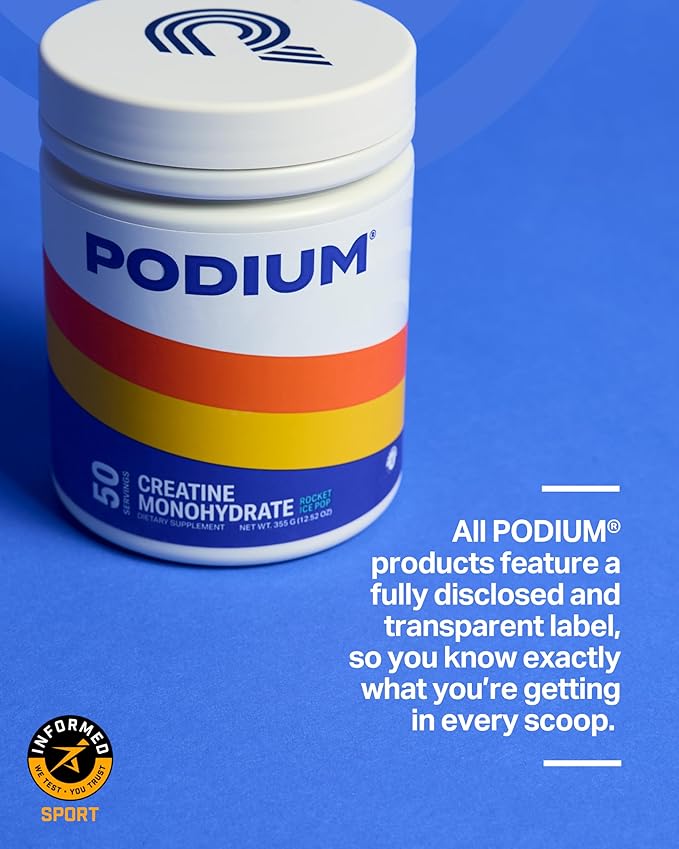 Podium Nutrition, Creatine Monohydrate, 50 Servings, Rocket Ice Pop, Boost Athletic Performance