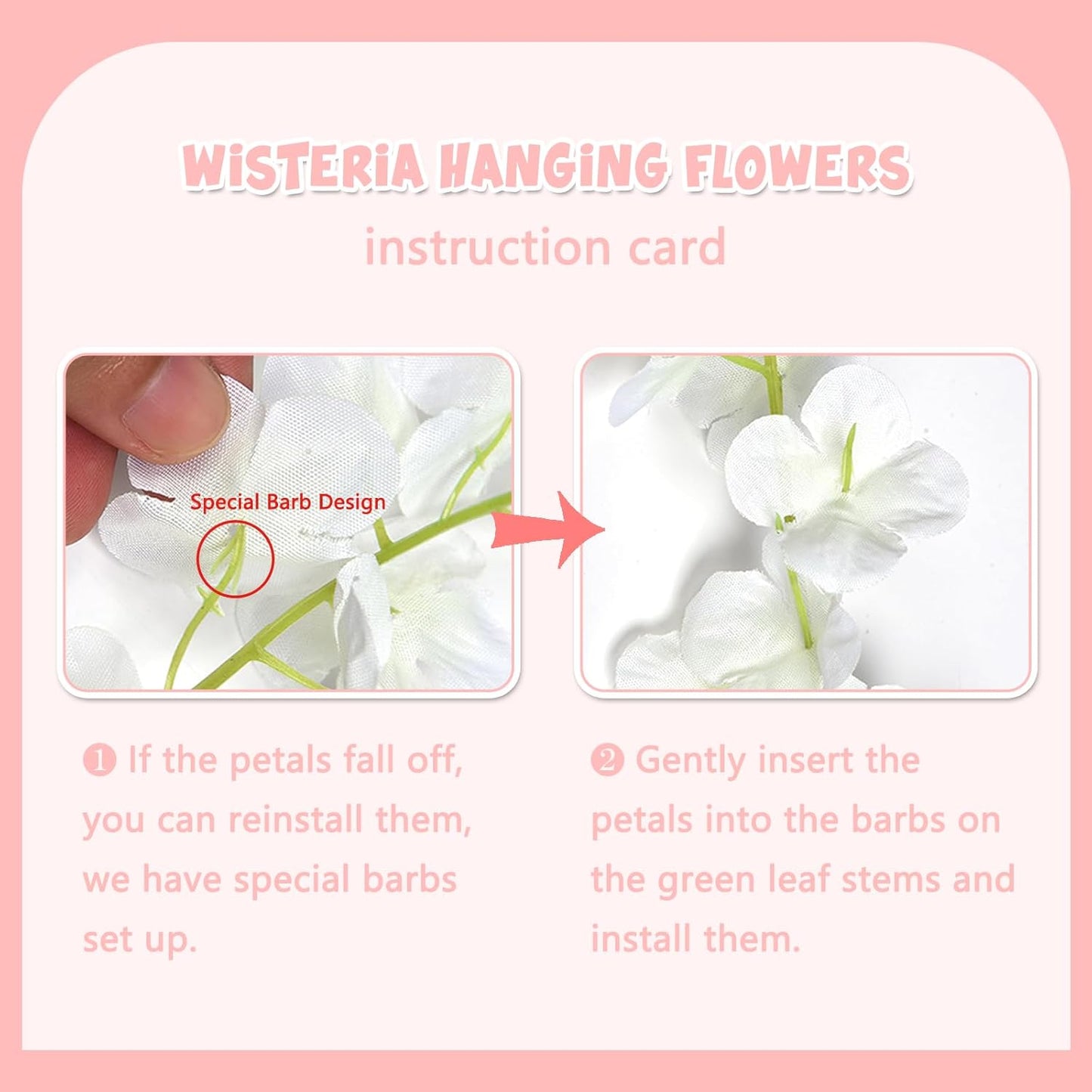 12 Pack Light Pink Wisteria Hanging Flowers Garland, 3.77 Feet Artificial Flower Vines, Fake Wisteria, Artificial Vines Hanging Garland for Backdrop Outdoor Yard Garden Decor