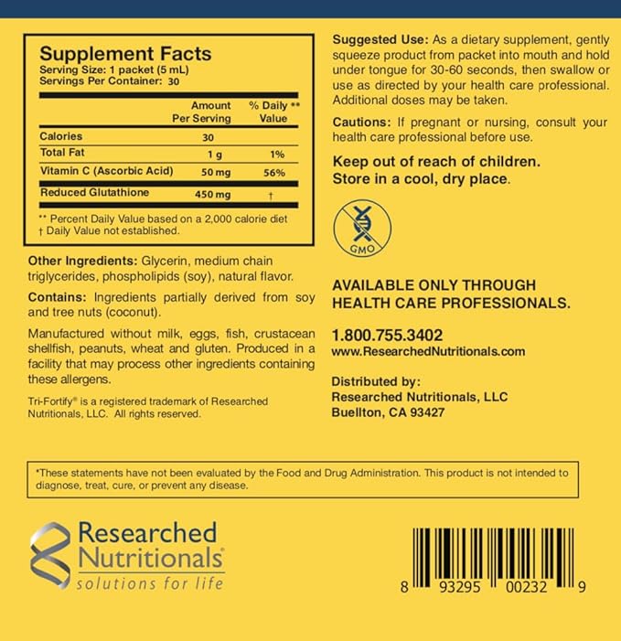 Researched Nutritionals Liposomal Glutathione (450mg) + Colostrum & Mushrooms Supplement for Immunity - Enhanced Immunity Duo - Tri-Fortify Watermelon + Transfer Factor Multi-Immune (2 Piece Set)