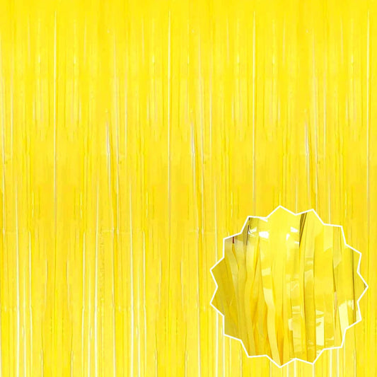 6 Pack Macaron Yellow Foil Fringe Curtains Backdrop, 3.28 x 8.2 Ft Metallic Streamers Tinsel Curtains Background for Photo Booth, Birthday, Weddings, Carnivals, Graduation, Themed Party Decorations