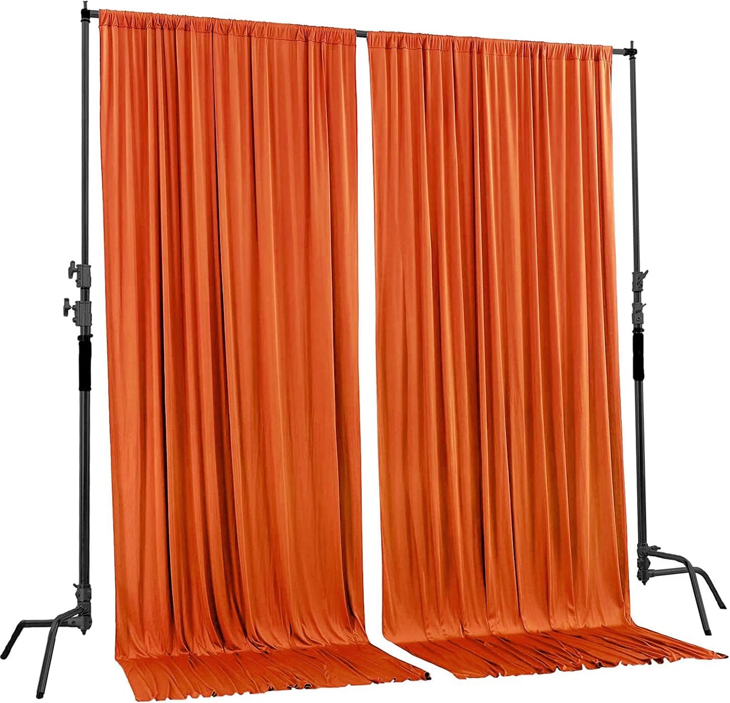 AK TRADING CO. 10 feet Wide x 12 feet Long Polyester Backdrop Drapes Curtains Panels with Rod Pockets - Wedding Ceremony Party Home Window Decorations - (Orange)