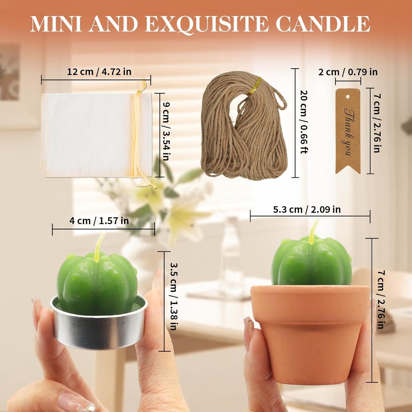 AZEAM 24 Pcs Succulent Candles Party Favors, Bulk Cactus Table Decor with Mini Terracotta Holders, Tiny Handmade Plant Tealights Candle Decoration for Baby Shower Bridal Game Wedding Home Birthday