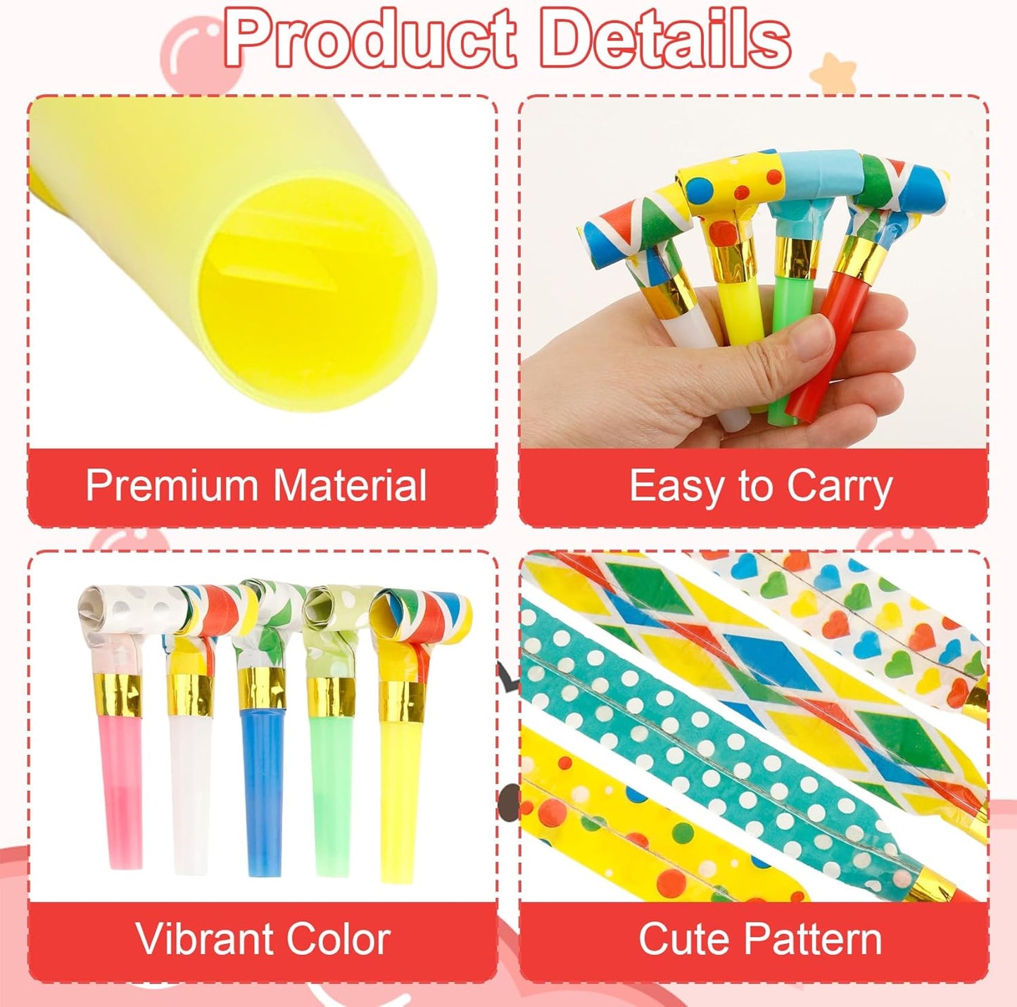 Party Blowers, 25 PCS Party Blowers for Kids, Party Blowouts, Party Noise Makers Horns, Colorful Birthday Blowers Noisemakers Blow Horns Party Whistles Favors for Birthday Christmas New Years Events