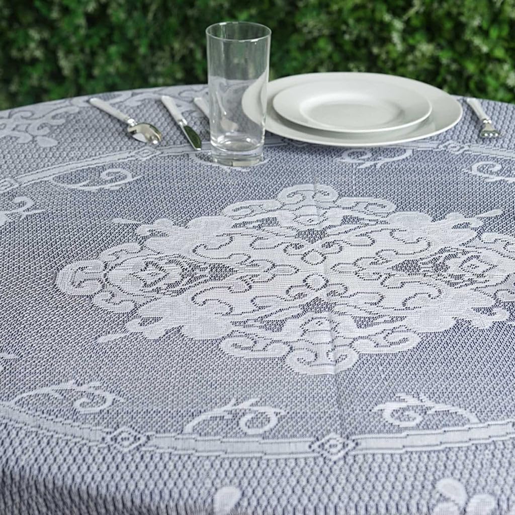 Tableclothsfactory 70" Premium Lace Ivory Round Tablecloth for Banquet Party Wedding Event Home Decoration
