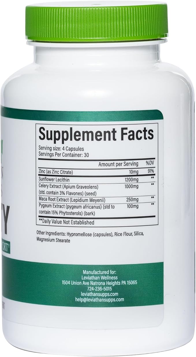 Virility - Men's Potency Support | Zinc (10 mg), Sunflower Lecithin (1200 mg), Celery Extract (1000mg), Maca Root (250 mg) | 120 Capsules, 30 Servings | Made in The USA
