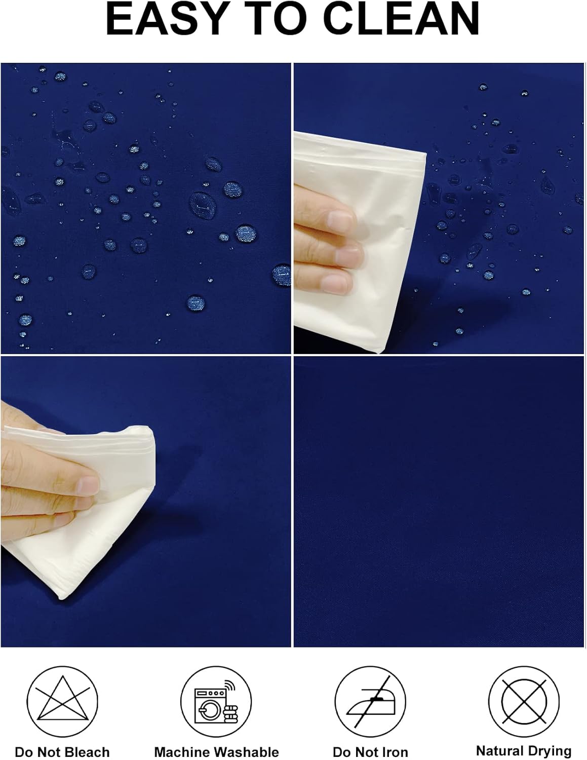 Fokitut 2 Pack Waterproof Rectangle Tablecloth, 60x120 Inch,Stain Resistant and Wrinkle Polyester Table Cloth, Fabric Table Cover for Kitchen Dining, Wedding, Party, Holiday Dinner-Royal Blue