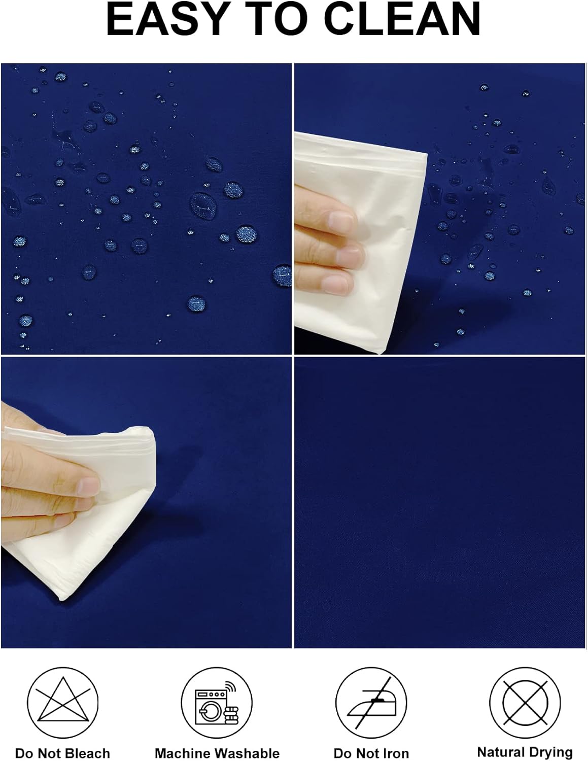 Fokitut 2 Pack Waterproof Rectangle Tablecloth, 60x102 Inch, Stain Resistant and Wrinkle Polyester Table Cloth, Fabric Table Cover for Kitchen Dining, Wedding, Party, Holiday Dinner-Royal Blue