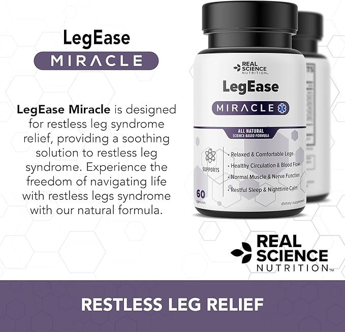 LegEase Restless Legs Syndrome Relief Capsules – Nitric Oxide Supplement for Restless Legs Relief – Natural Formulation – 60 Capsules