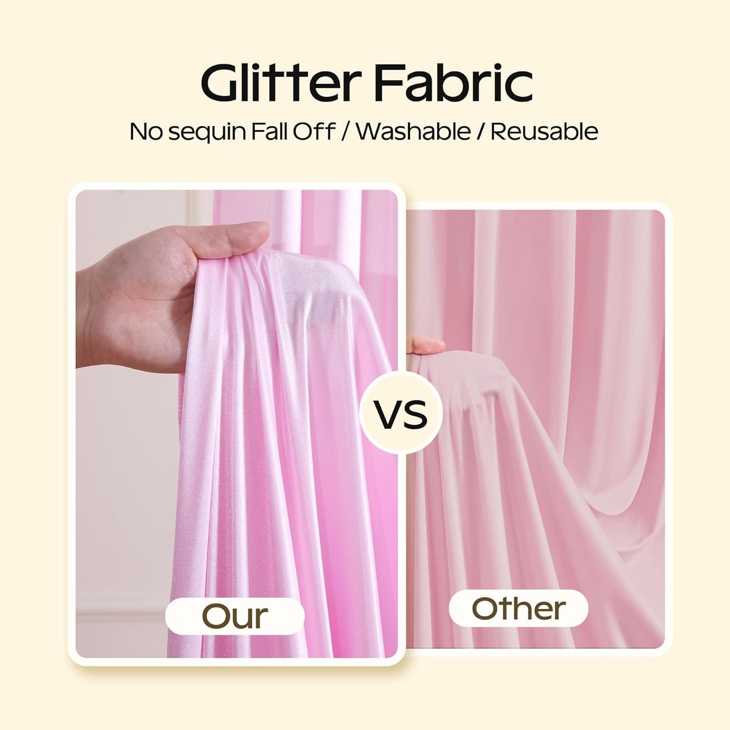 Pink Glitter Backdrop Curtain for Parties Wedding,10Ft x 10Ft Satin Shimmer Photo Backdrop,Non-Wrinkle Sparkle Drapes for Backdrop,Back Drop for Photography, Birthdays,Weddings,Prom