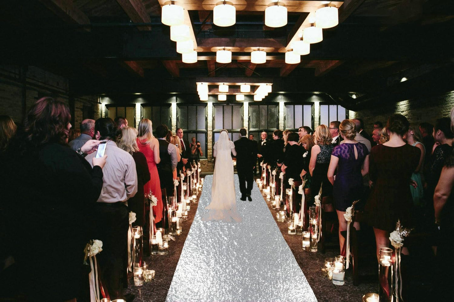 ShinyBeauty Aisle Runners for Weddings 10 ft by 4 ft Silver Aisle Runner Wedding Aisle Runner Outdoor Glitter Runner Church Runner (4FTx10FT, Silver)