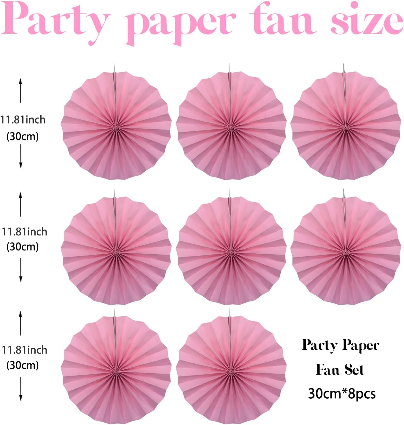 BARTHEW Pink Party Decorations, Pink Paper Decorations for Party, Baby Shower Decorations, Schoolgirl Style Classroom Decor, 12in, 30 Color DIY Set