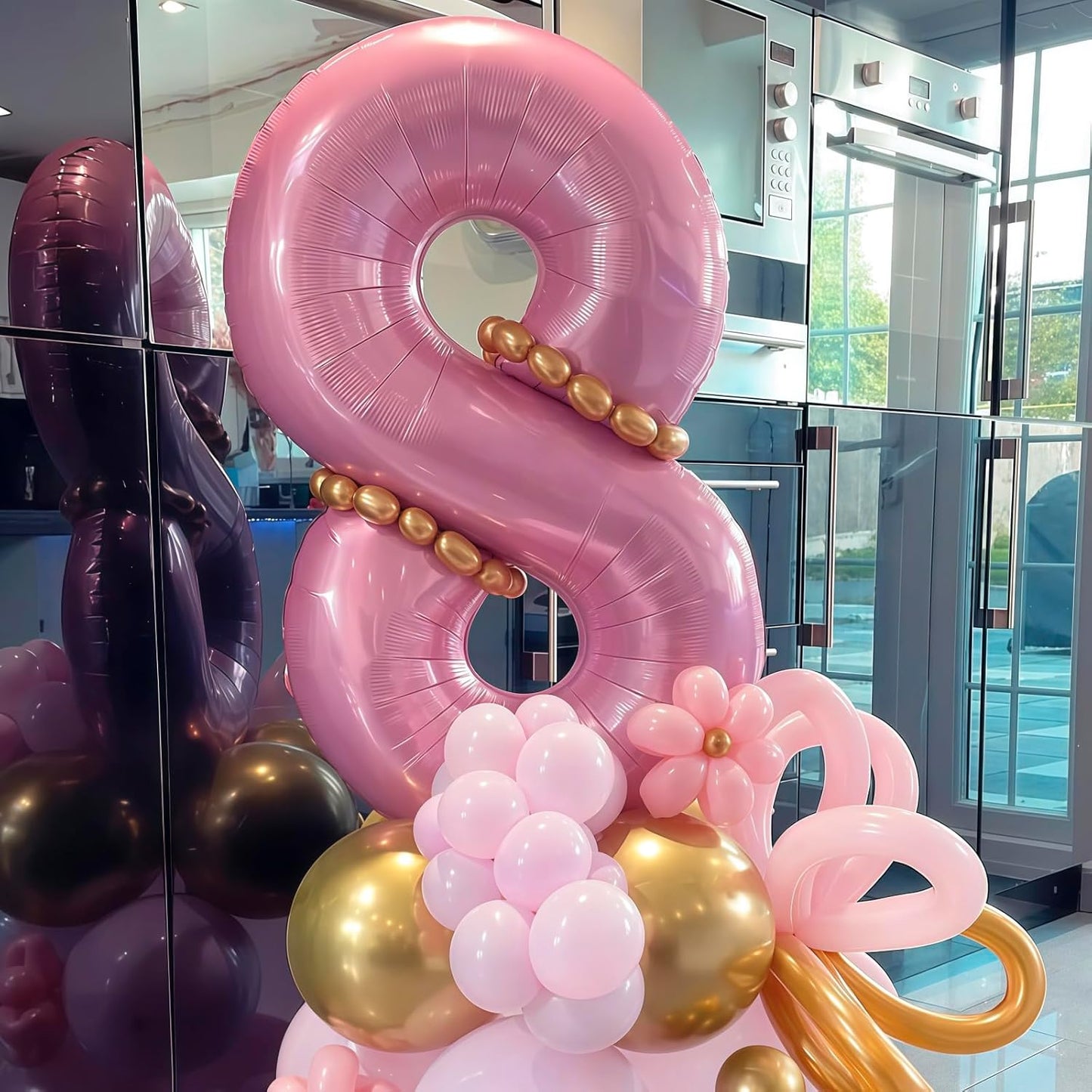 Pastel Pink 2 Balloon,Light Pink 2 Balloons Number,40 Inch Helium Foil Mylar Number 2 Balloon for Birthday Party
