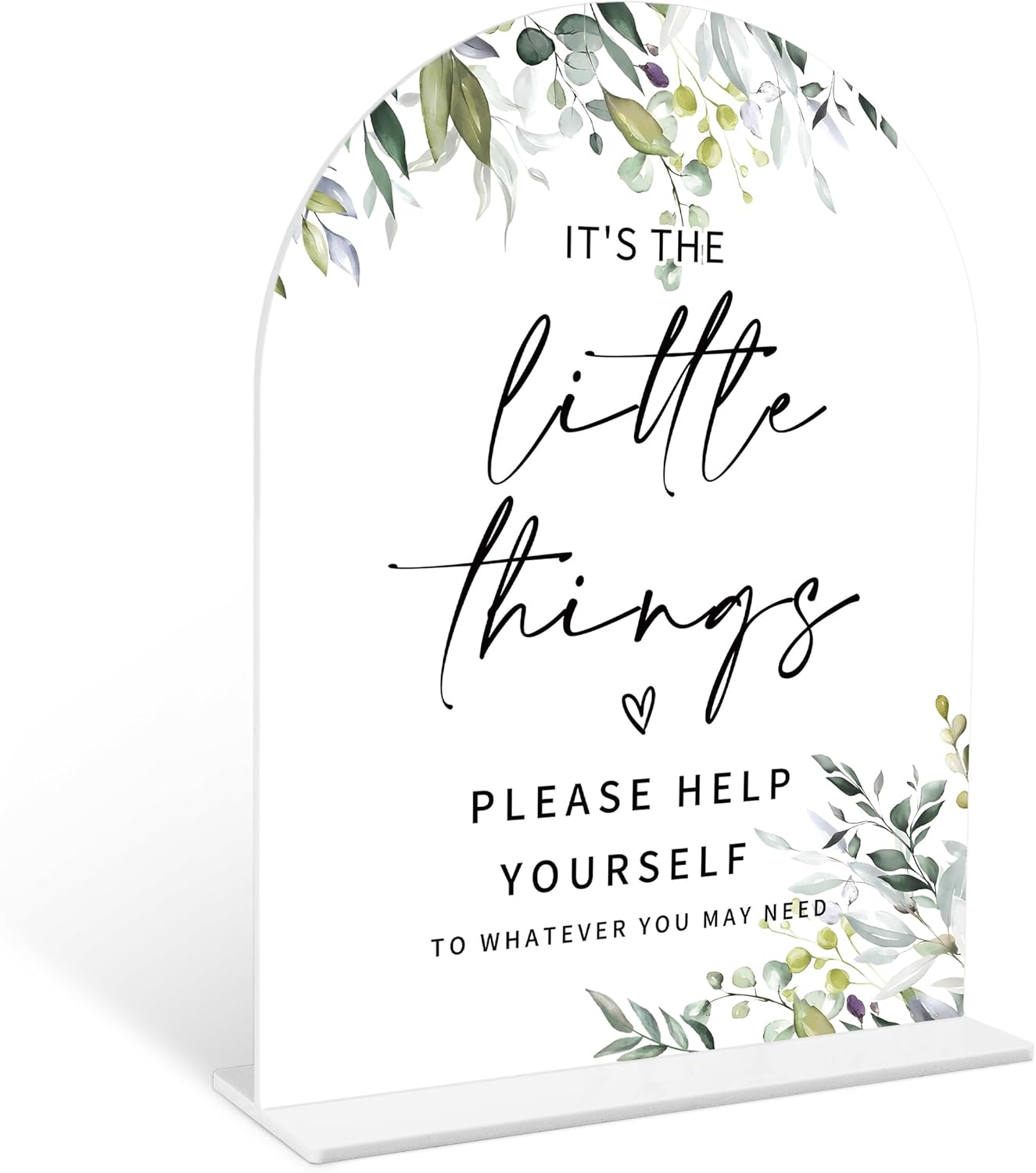 Greenery Wedding Bathroom Basket Sign, 6 x 8 Inch White Arch Acrylic Wedding Sign with Holder, Wedding Sign for Ceremony and Reception, Wedding Decoration, Wedding Supplies - LY09