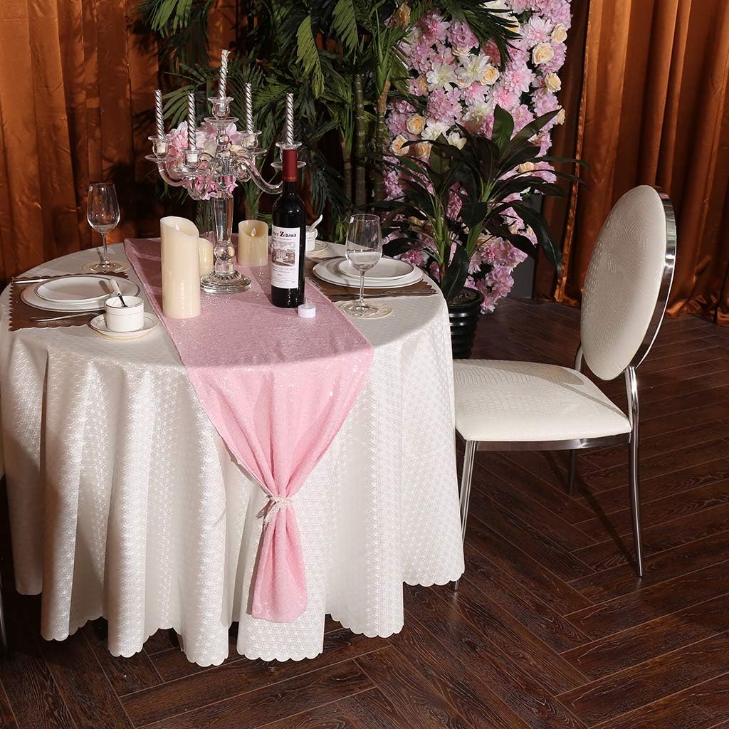Eternal Beauty Pink Table Runner for Wedding, 2PCS-12x108 Sequin Table Runner Decorations for Birthday Parties, Banquets, Graduations,Christmas