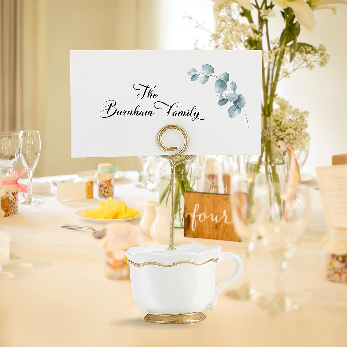 CLEVER SIGNS Place Cards for Wedding or Party, Seating Place Cards for Tables, Scored for Easy Folding, Flower Design 100 Pack, 2 x 3.5 Inches