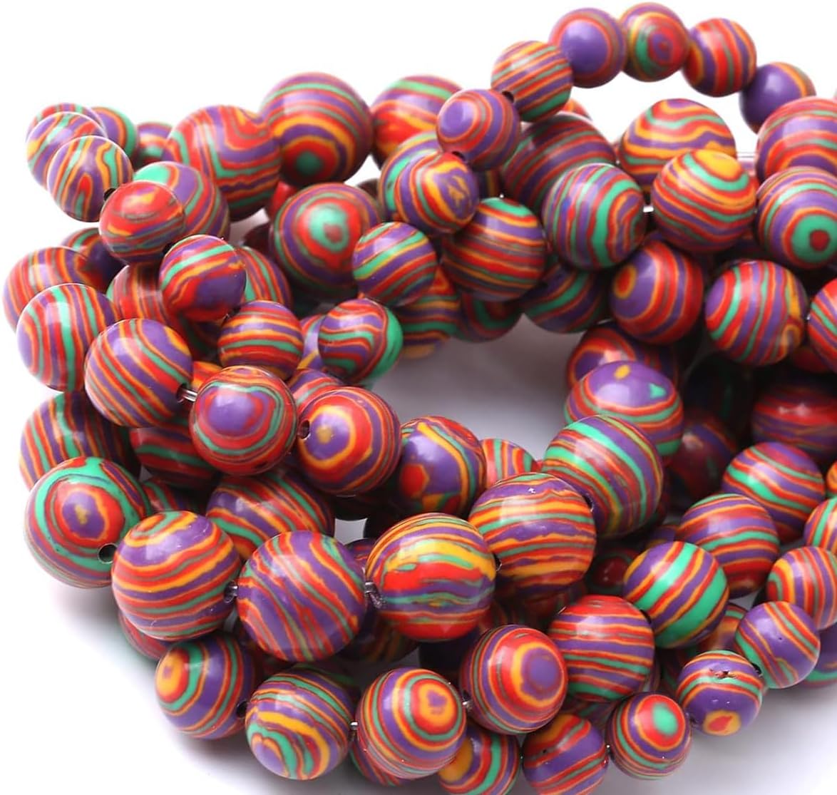 Painted Peacock Turquoise Stone Beads Gemstone Round Crystal Energy Jade Stone Beads for Jewelry Making DIY Bracelet Necklace Jewelry Making 1 Strand 15.5inch 4MM