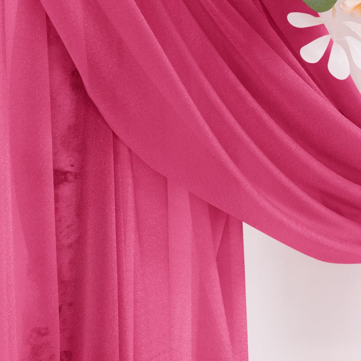 Hot Pink Wedding Arch Draping Fabric 29" x 20 FT Wedding Drapes for Backdrop Sheer Curtains Drapes for Romantic Bridal Baby Shower Decorations Ceremony Birthday Party Fall Outdoor Events