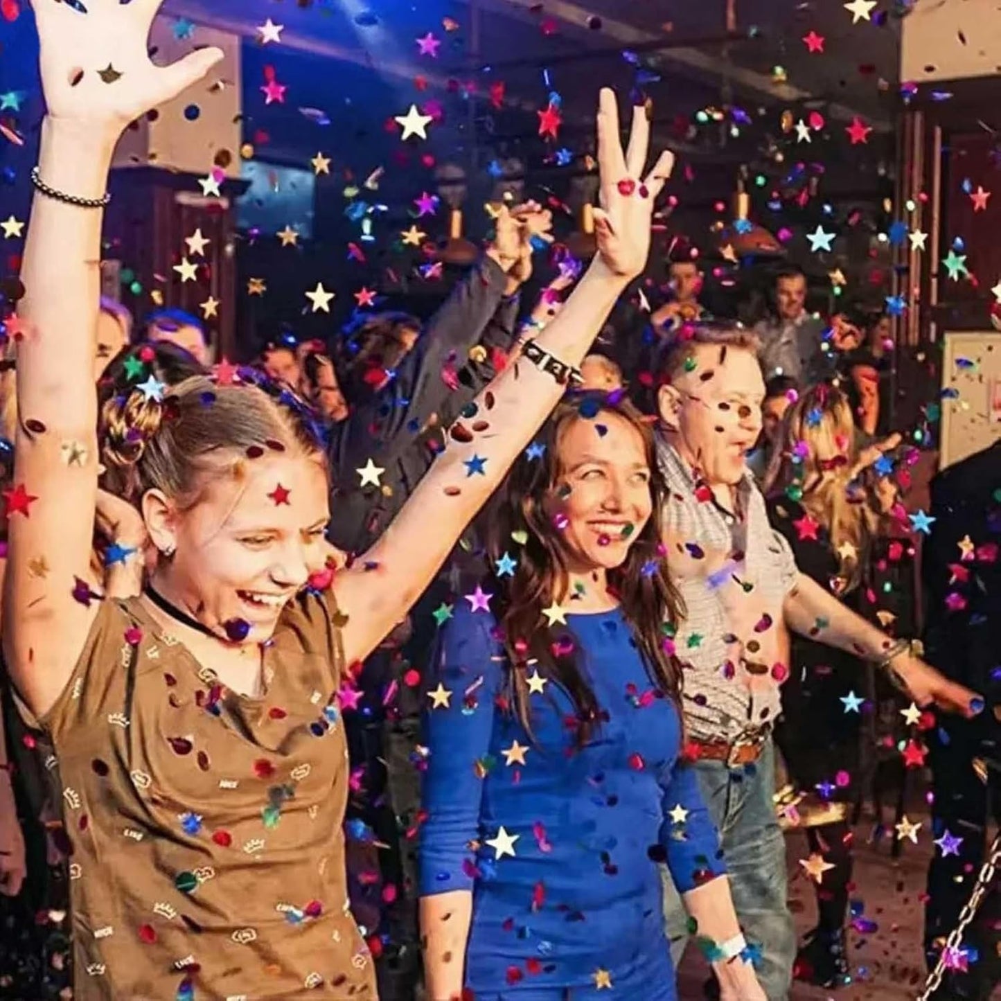 Orange Blue Metallic Foil Star Confetti 0.78inch/2cm 8000Pcs Table Confetti for Party Birthday Decoration or Filled Balloons