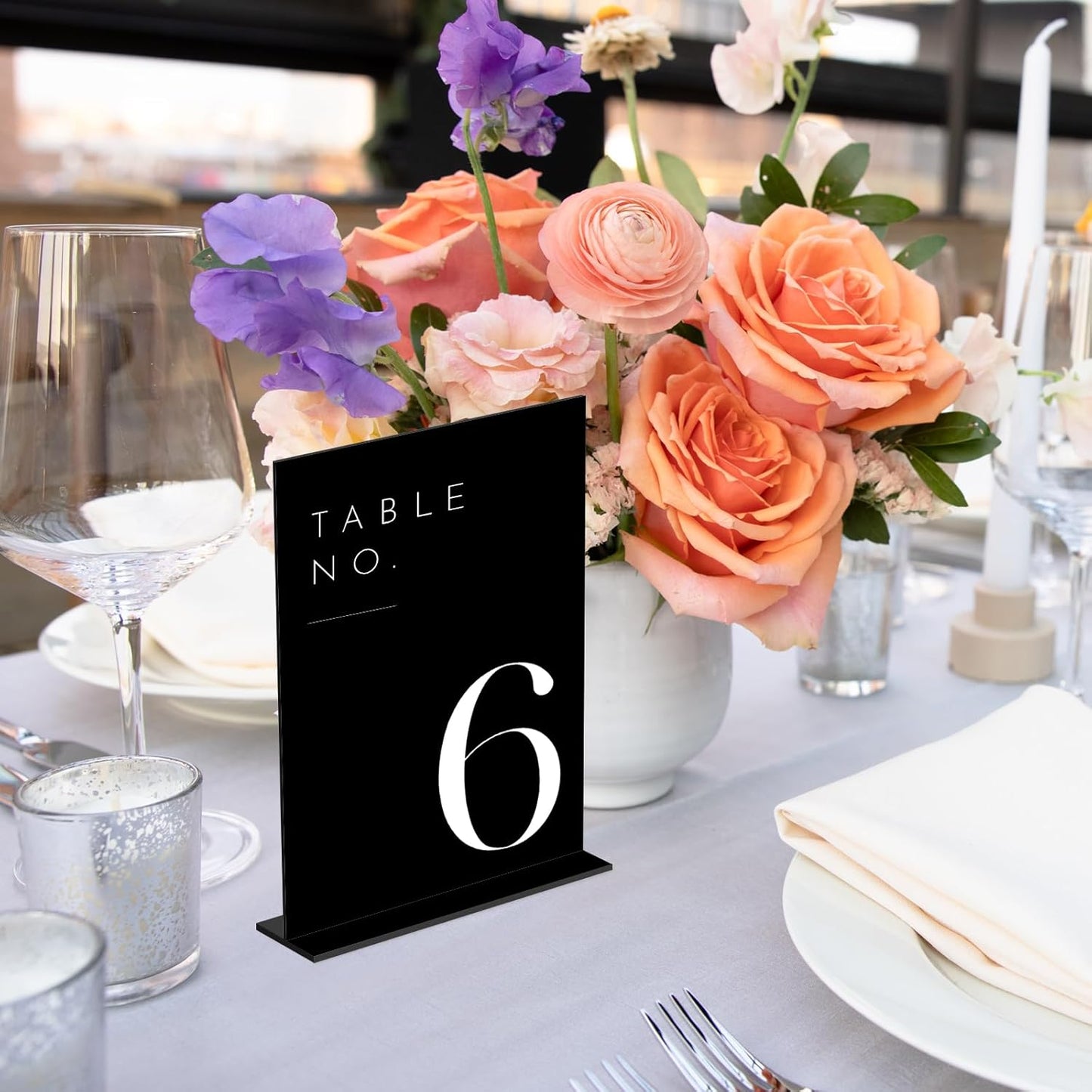 JINMURY Wedding Black Table Numbers 1-15 with Stands, 5"x7" Black Acrylic Table Numbers with White Font for Wedding Party Reception (1-15, 5"x7")