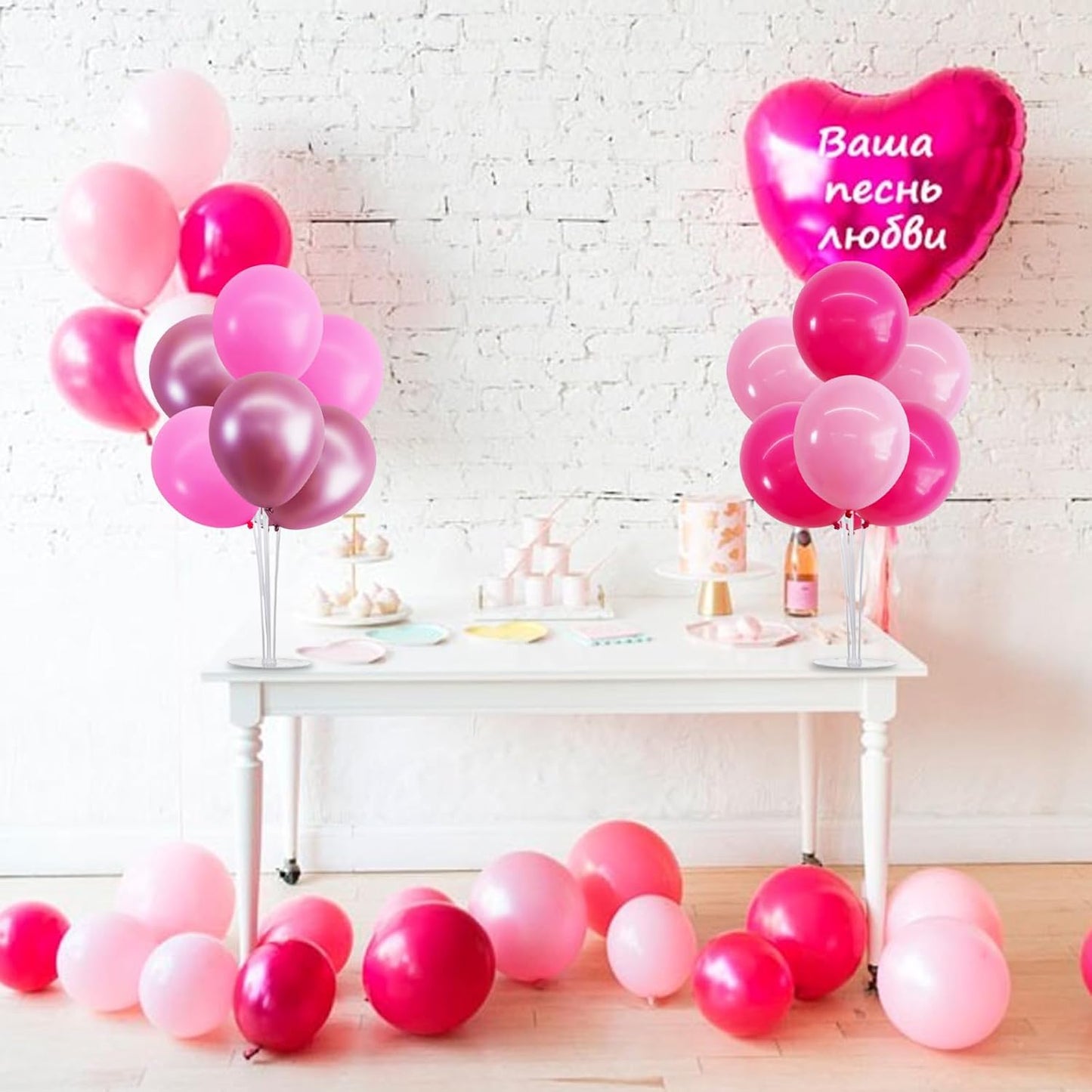 TONIFUL 4 Set Metallic Pink Balloon Stand Centerpiece Table Decorations for Baby Shower Wedding Engagement Bridal Shower Princess Party Decoration Sweet 16th Girl Birthday Party Decorations