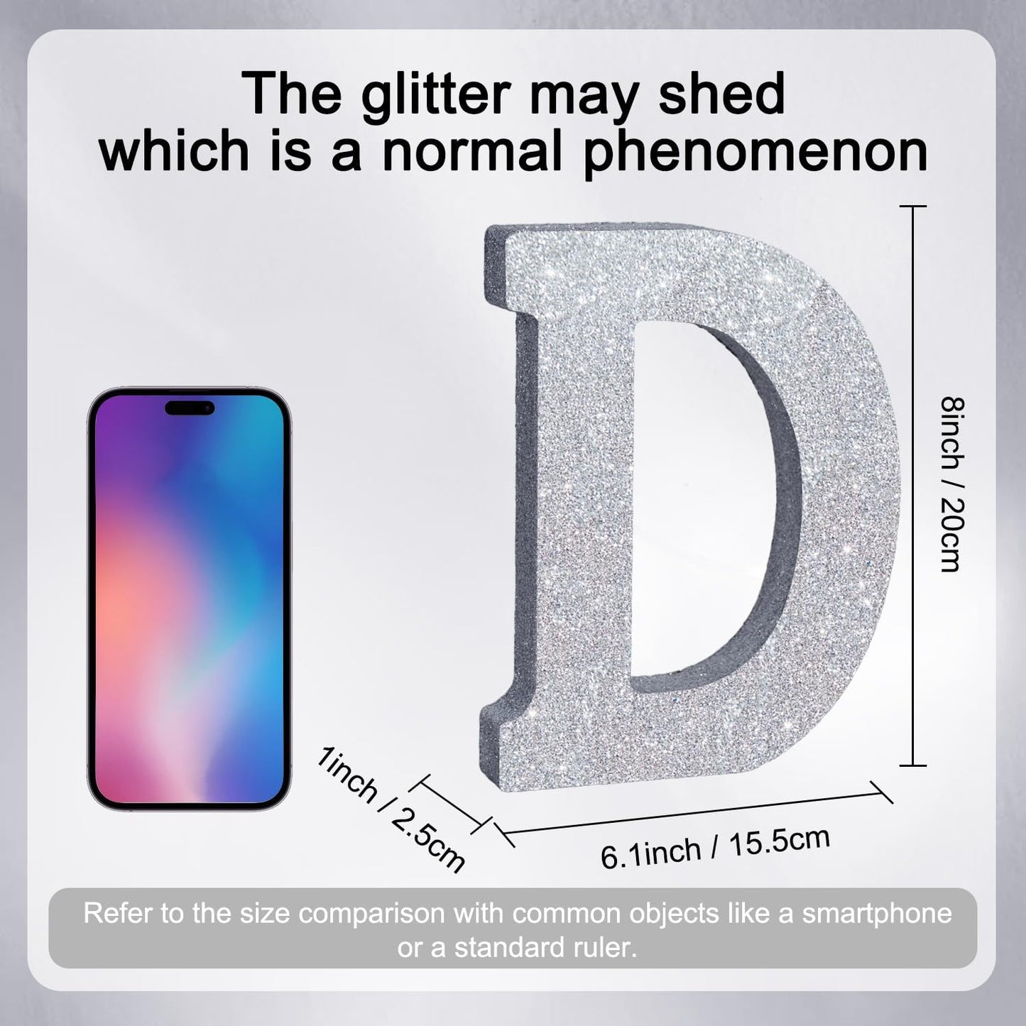 TONIFUL 8 Inch Silver Glitter Letter D Table Centerpiece A-Z Silver Birthday Party Decorations,Silver Alphabet D for Birthday,Chrismas,Graduation,Bridal Shower,Wedding,Anniversary Party Supplies