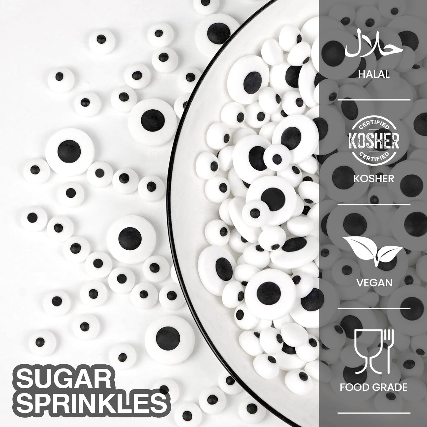 Edible Candy Eyeball Sprinkles, Googly Eyes Sprinkles for Cake Decorating, Baking, Cupcake, Cake Decorations, Ice Cream Toppings, 150g/5.29oz, Halloween, Holiday, Christmas Supplies