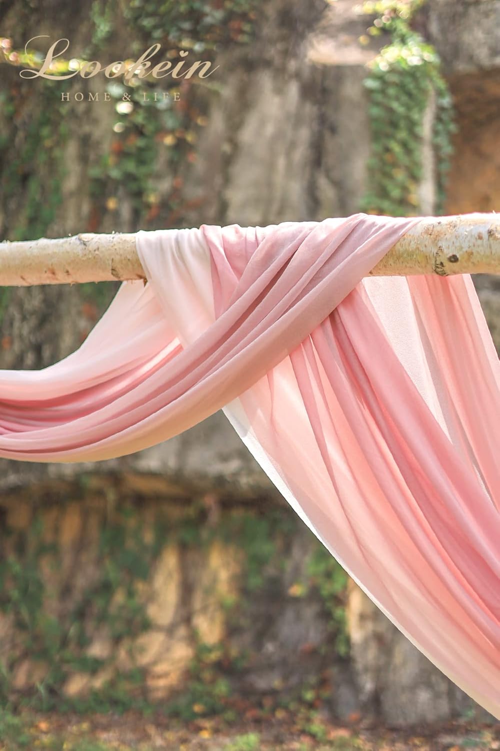 Lookein Arch Drapes for Wedding Party Reception Backdrop Wedding Arbor, 3 Panels 30" Wide 6.5 Yards, Blush& Dusty Rose& Mauve